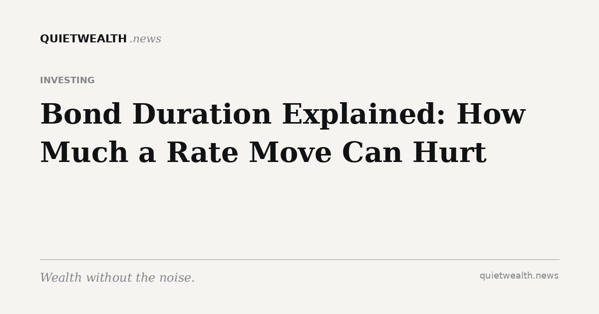 QuietWealth editorial card for “Bond Duration Explained: How Much a Rate Move Can Hurt” (Investing)